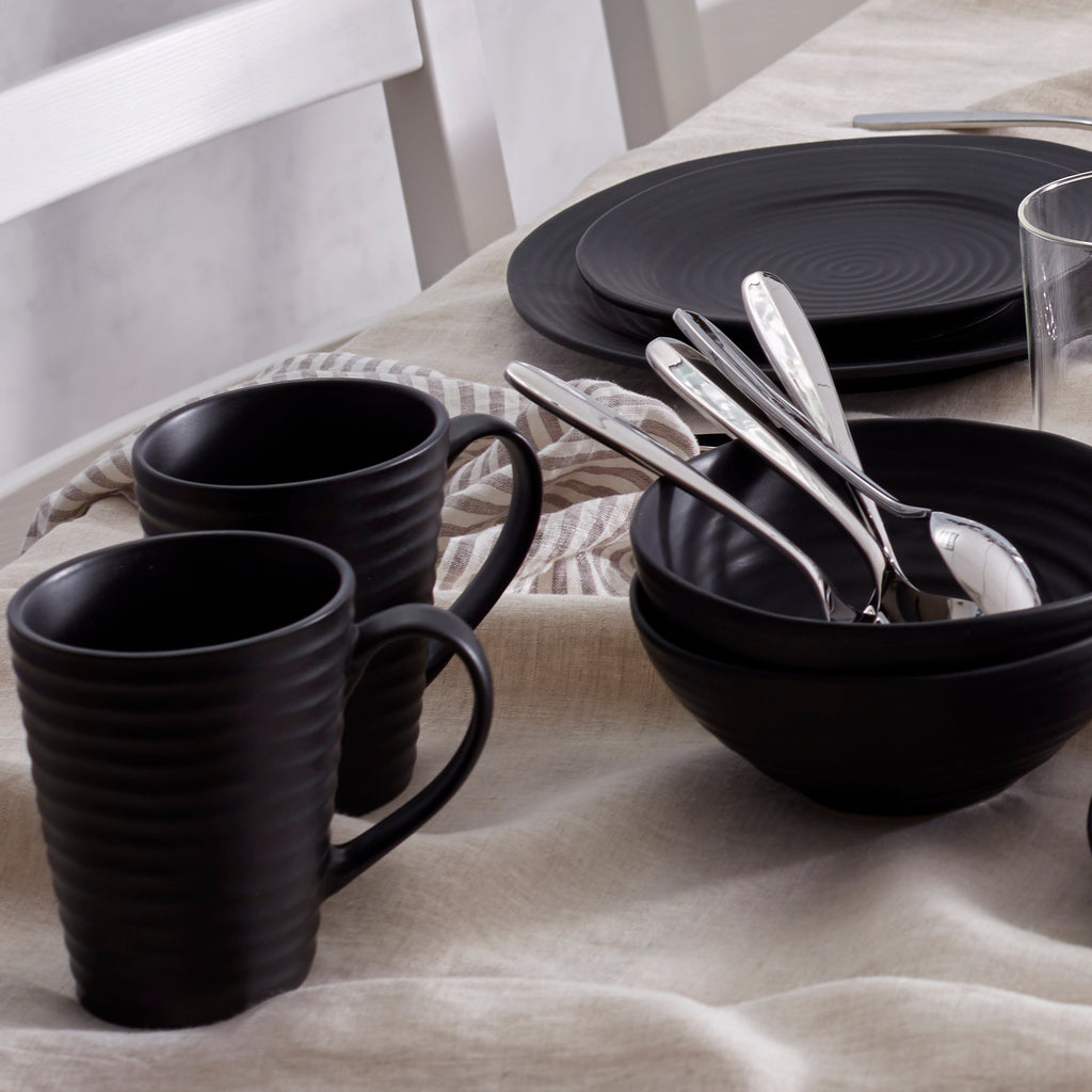 Ridge Black Mugs - Set of 4