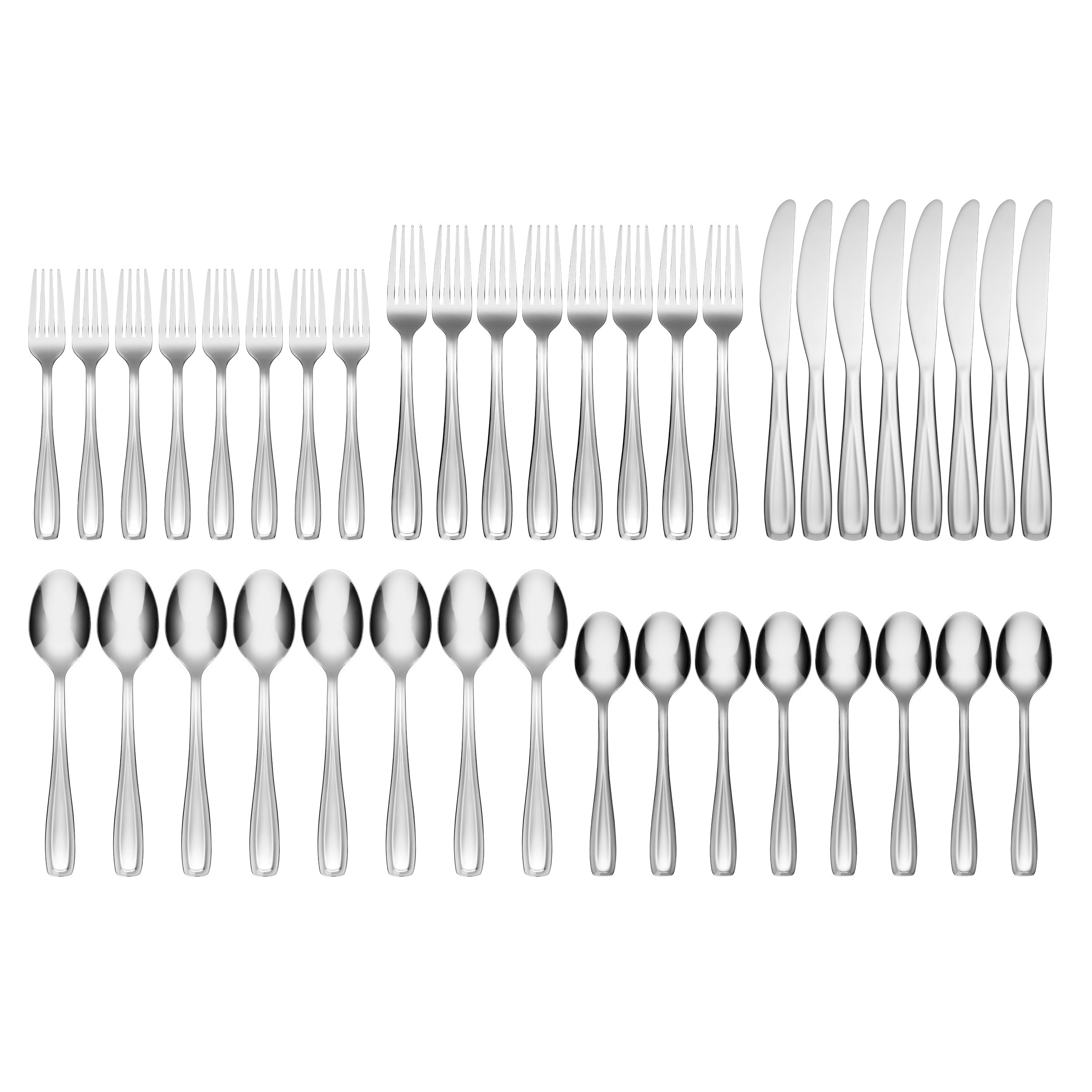Waylen Mirror 40 Piece Flatware Set with Rustic Caddy