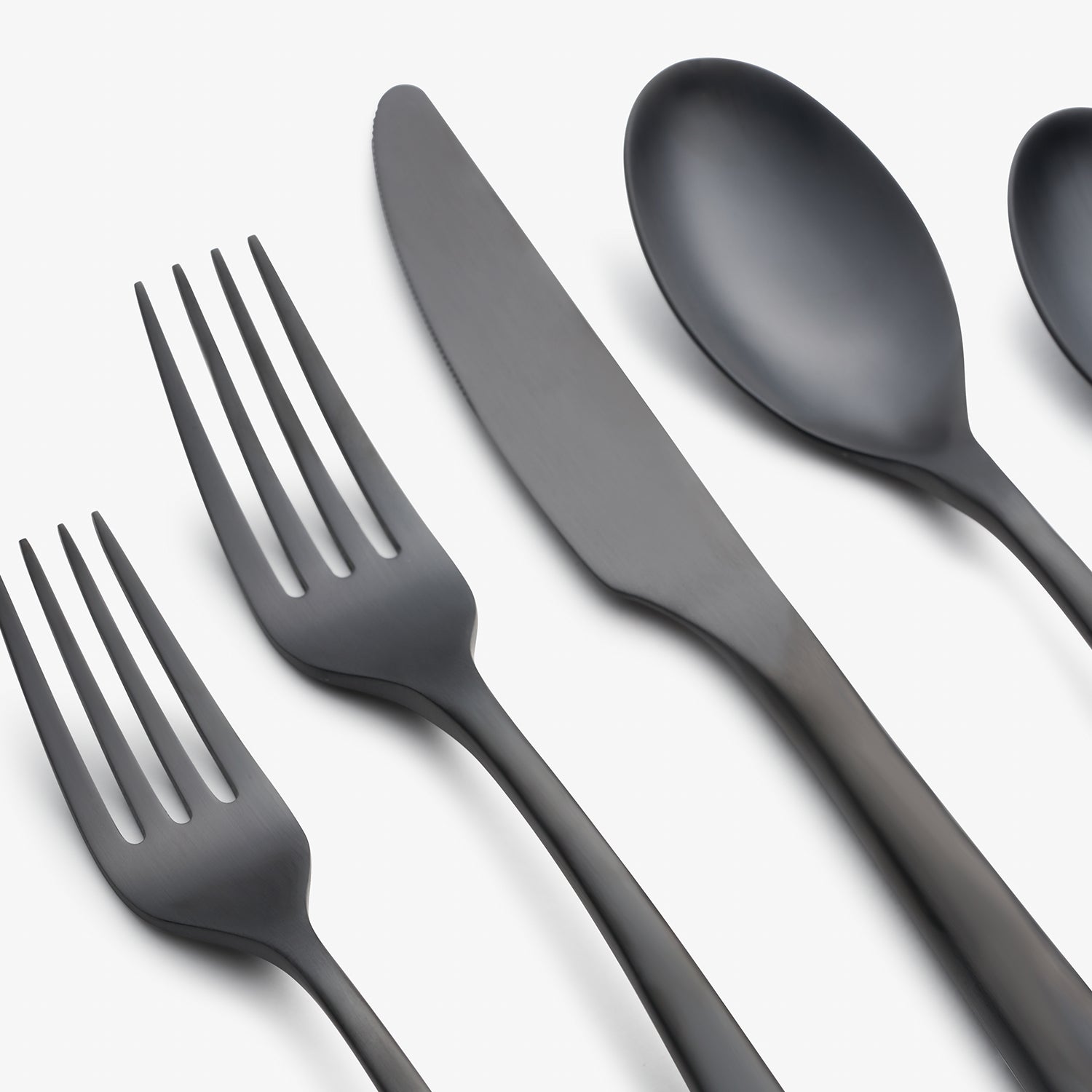 Averie Black Satin 20 Piece Flatware Set