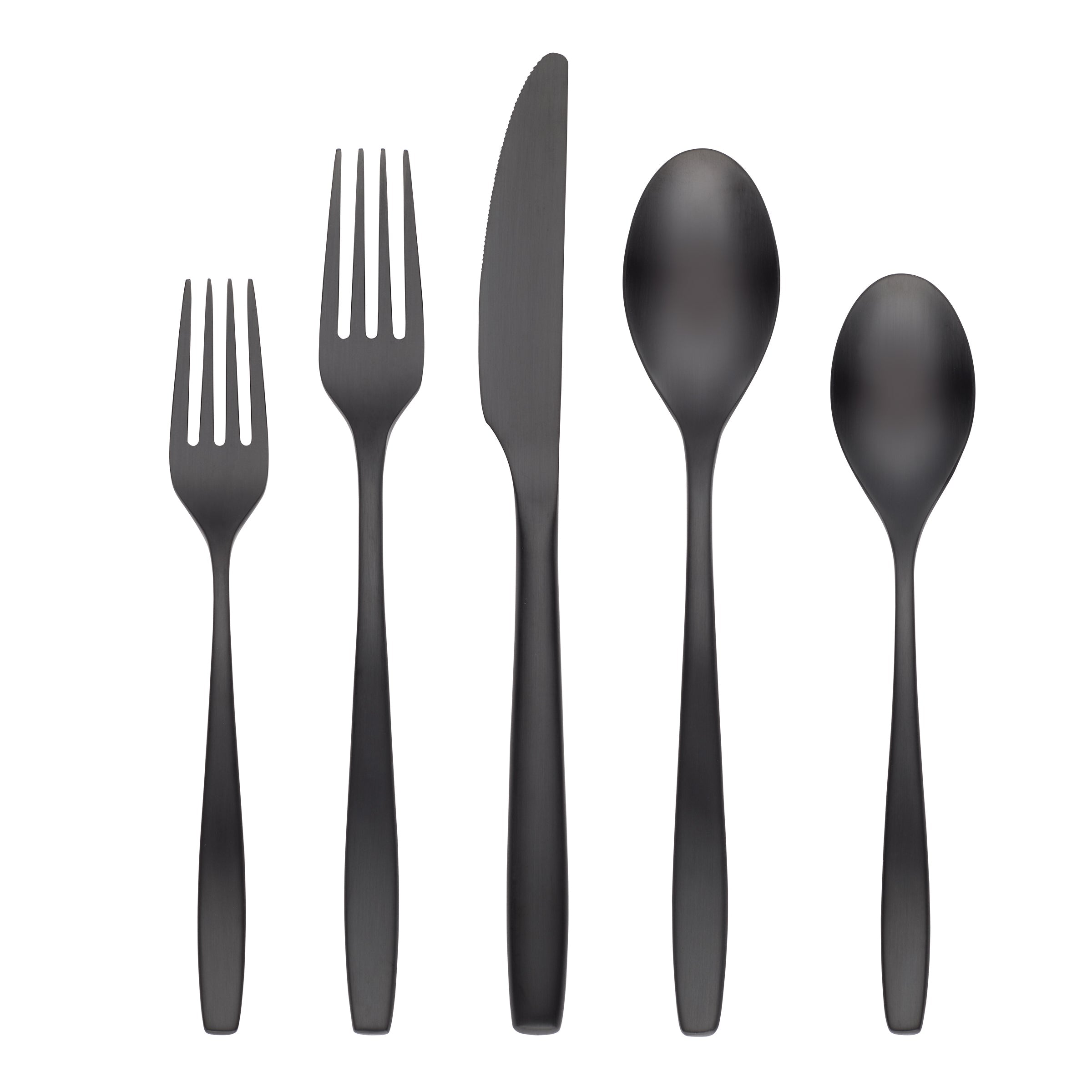 Averie Black Satin 20 Piece Flatware Set