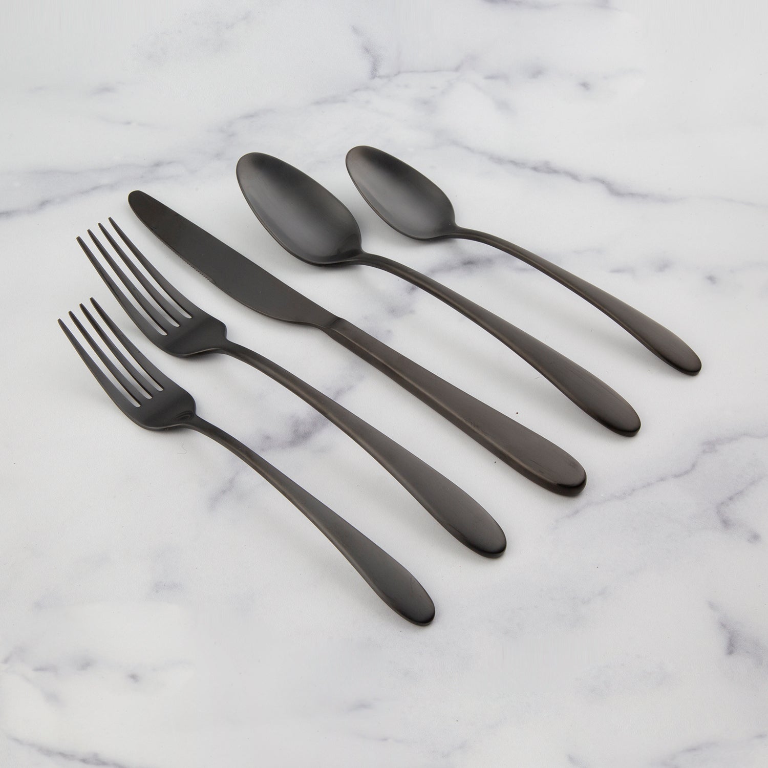 Poet Black Satin 20 Piece Flatware Set