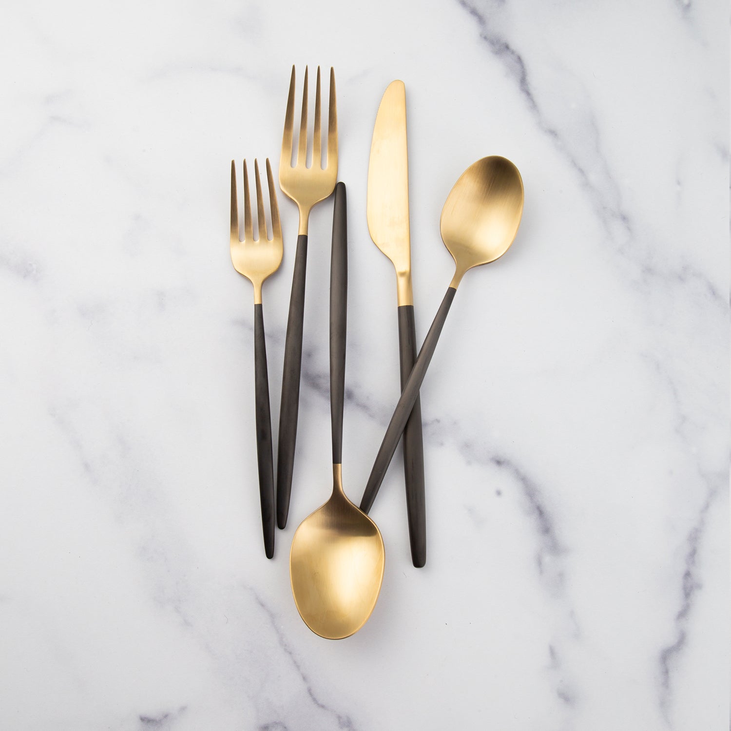 Gaze Black Champagne Satin 20 Piece Flatware Set
