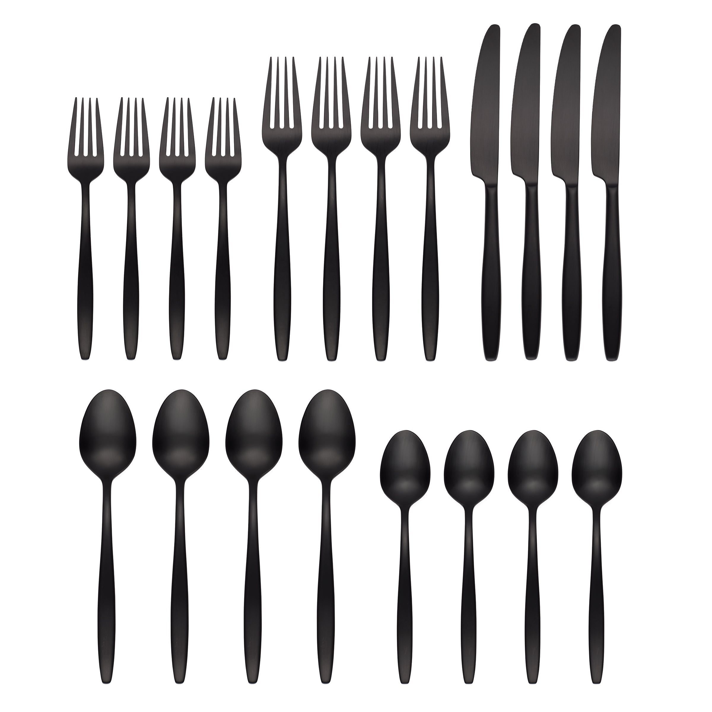 Nylah Black Satin 20 Piece Flatware Set