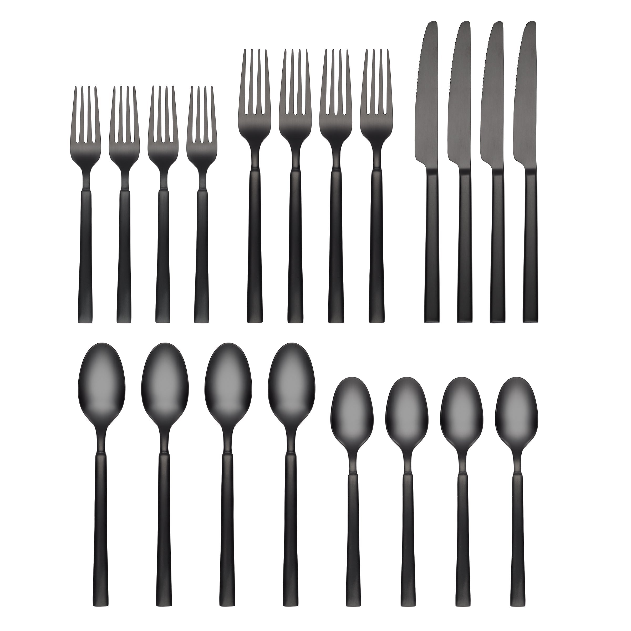 Gailann Black Satin 20 Piece Flatware Set
