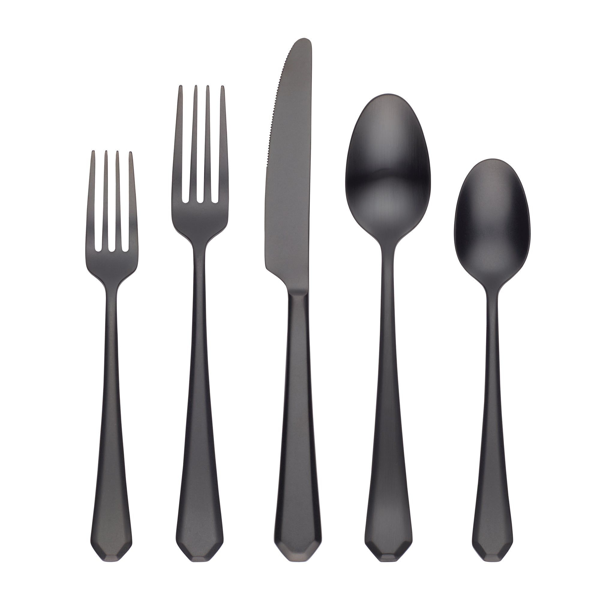 Geo Black Satin 20 Piece Flatware Set