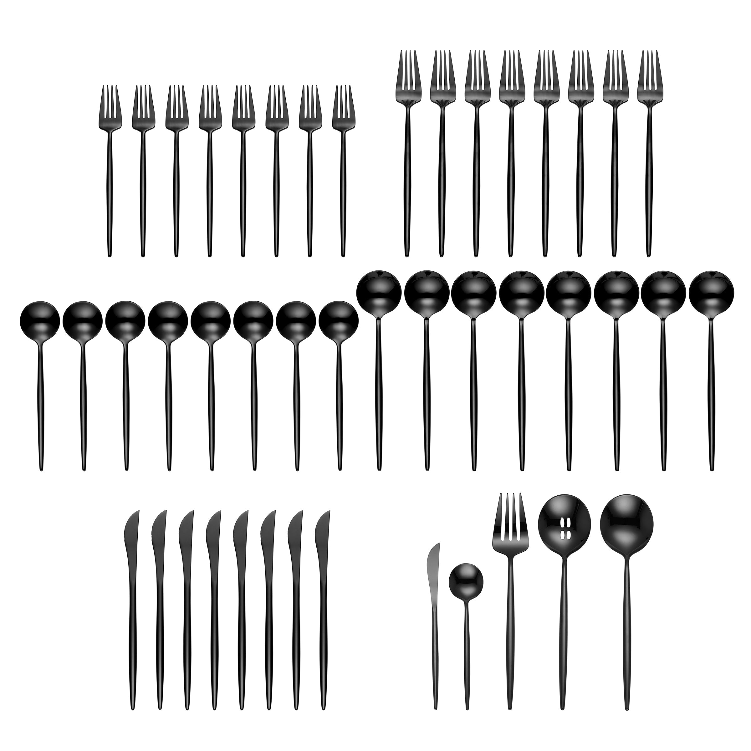Zephyr Black Mirror 45 Piece Flatware Set