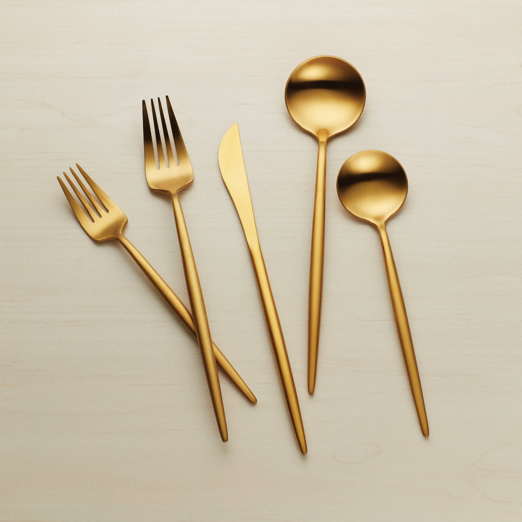 Zephyr Gold Satin 45 Piece Flatware Set