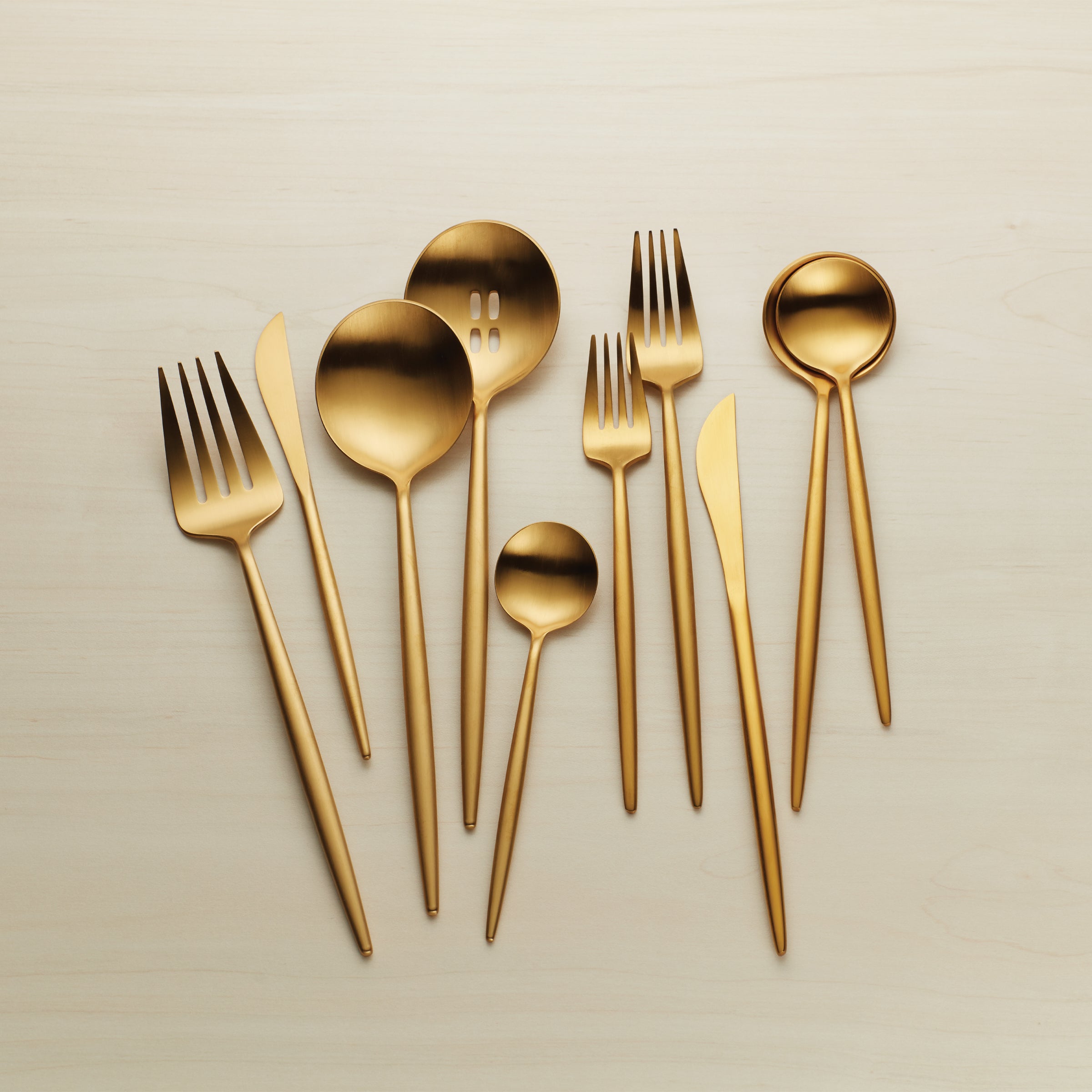 Zephyr Gold Satin 45 Piece Flatware Set