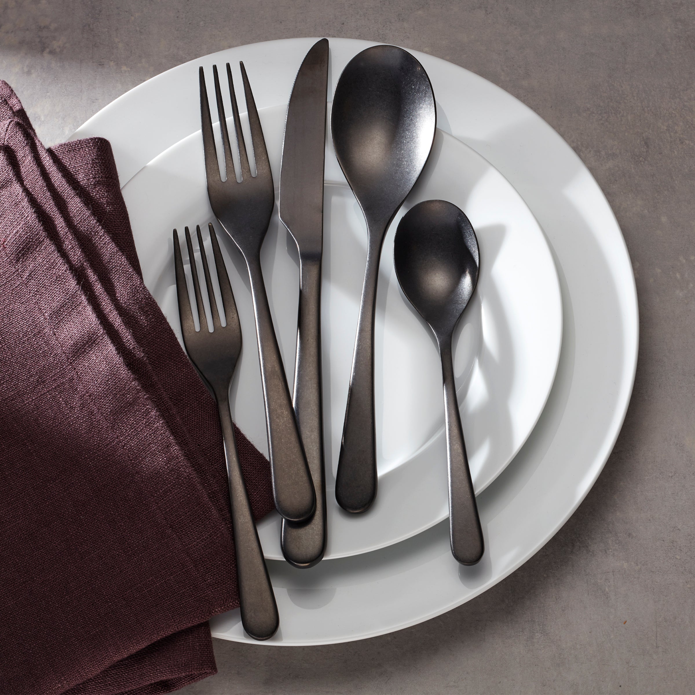Kenbrook Black Vintage 20 Piece Flatware Set