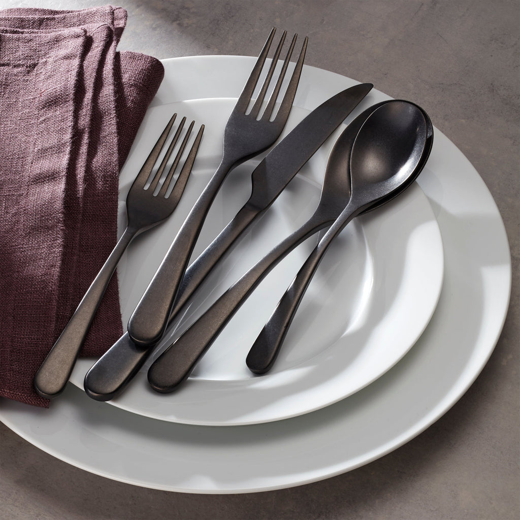Kenbrook Black Vintage 20 Piece Flatware Set
