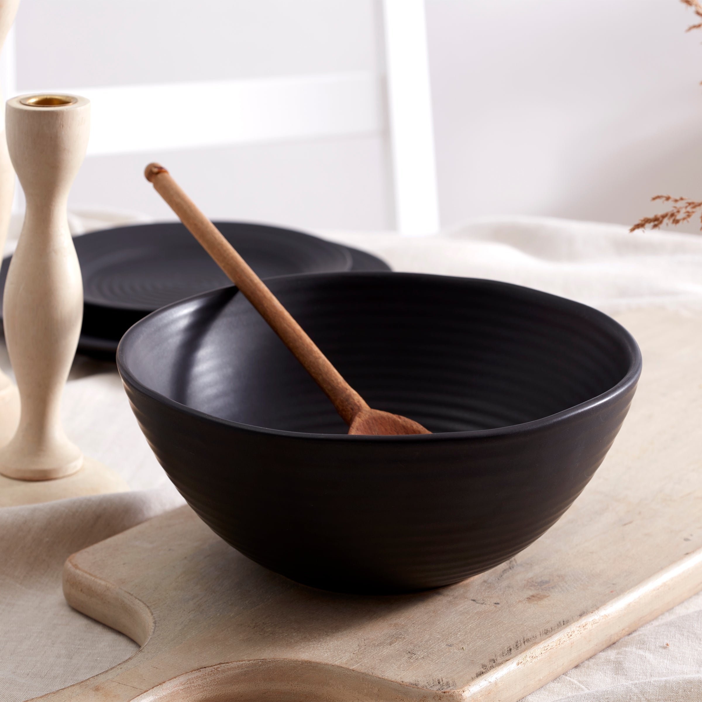 Ridge Black 12-Piece Dinnerware Set