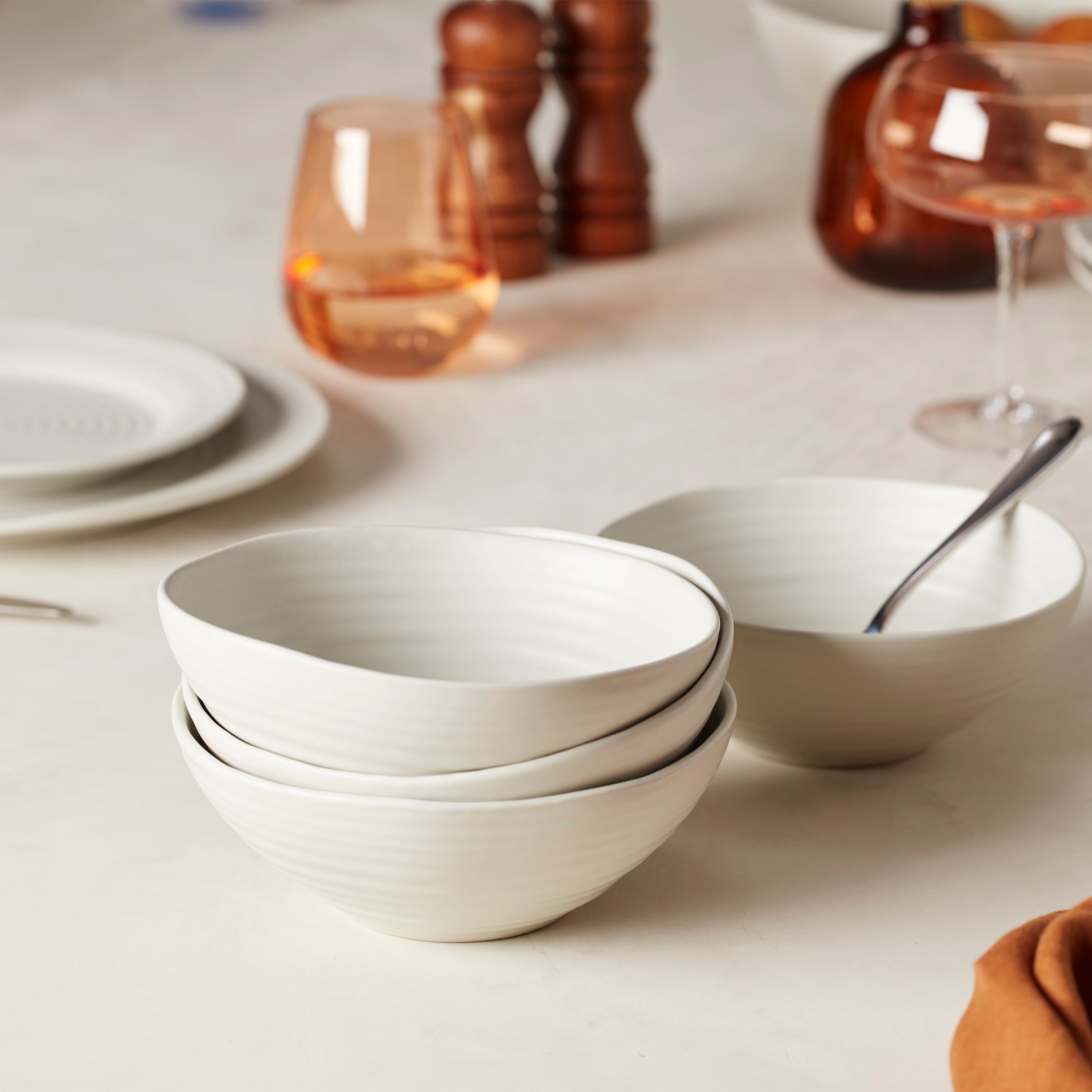 Ridge White 12-Piece Dinnerware Set