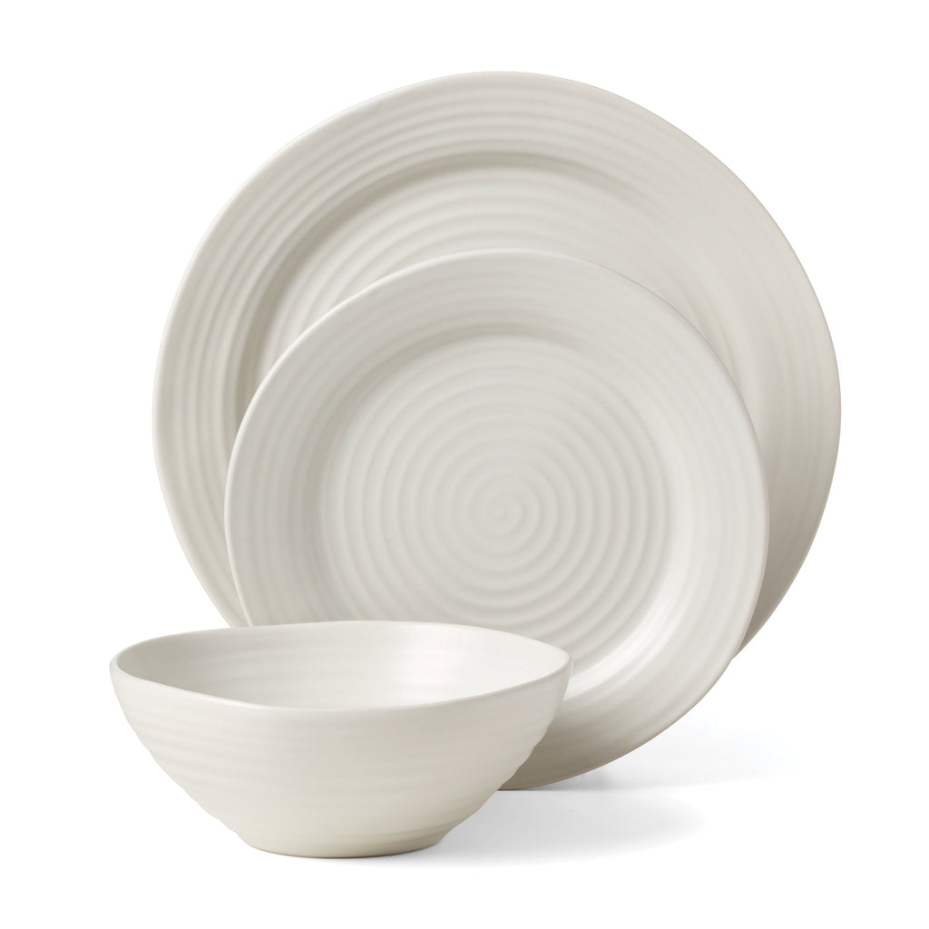 Ridge White 12-Piece Dinnerware Set
