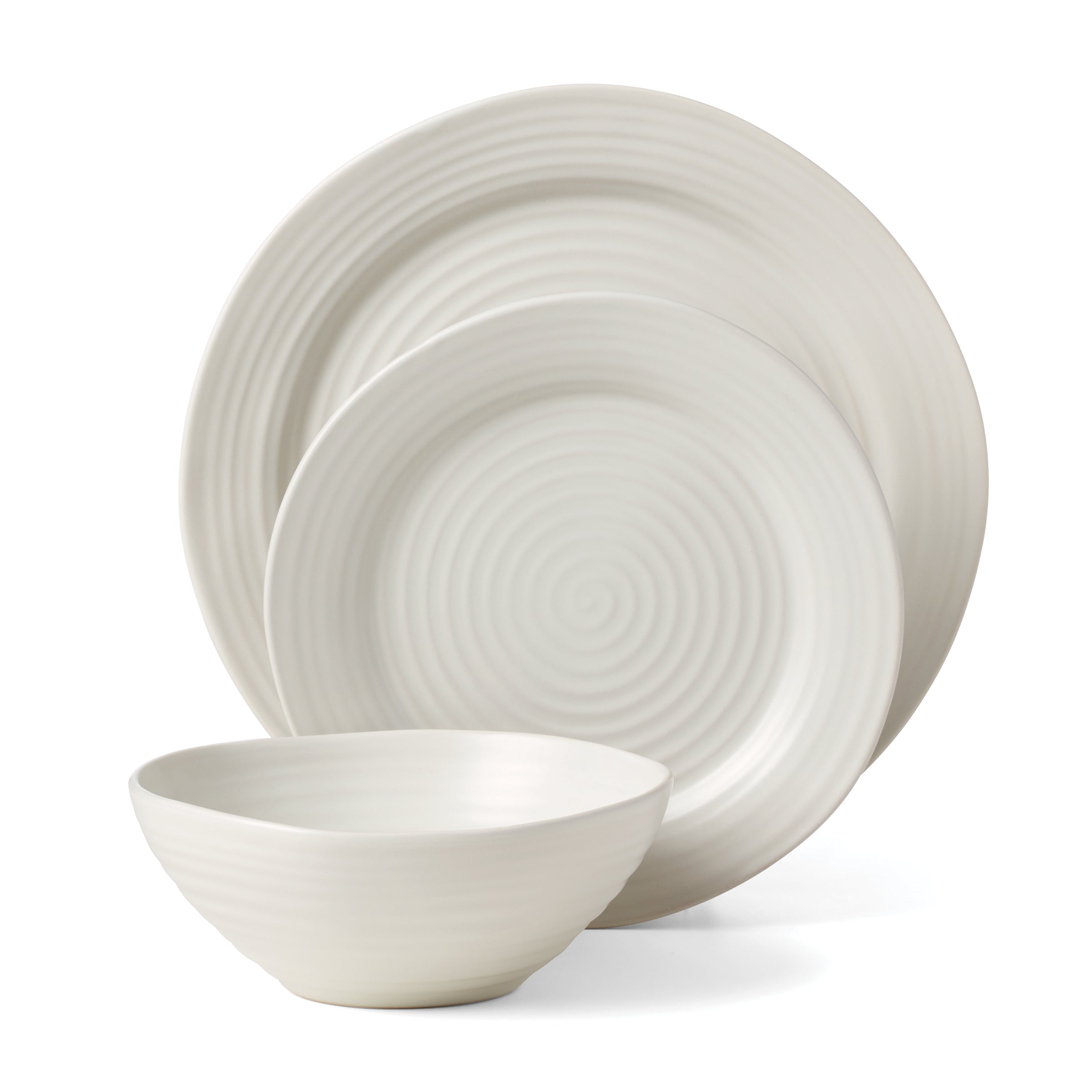Ridge White 12-Piece Dinnerware Set