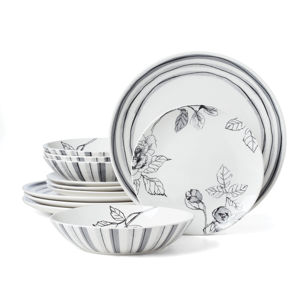Sketchbook 12-Piece Dinnerware Set