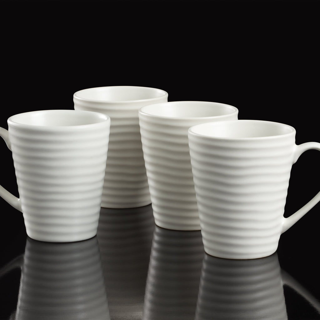 Ridge White Mugs - Set of 4