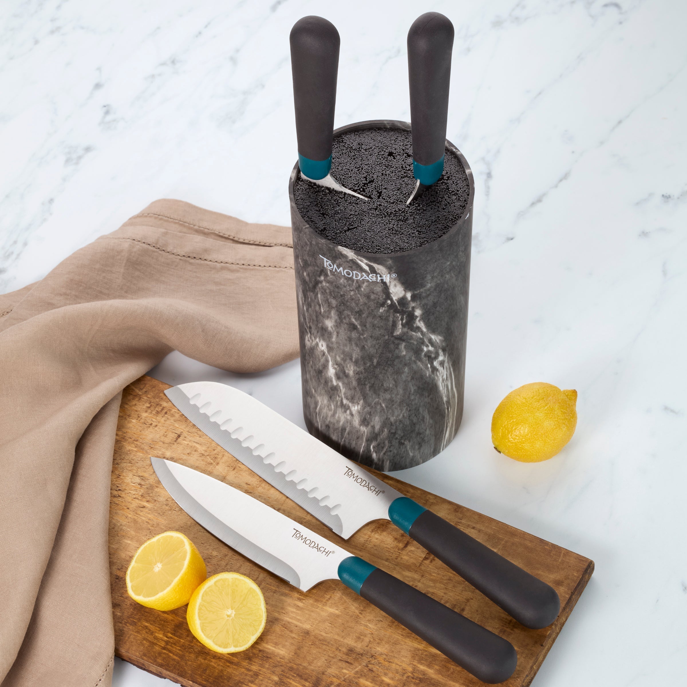Keen Black Marble 5 Piece Cutlery Bristle Block Set