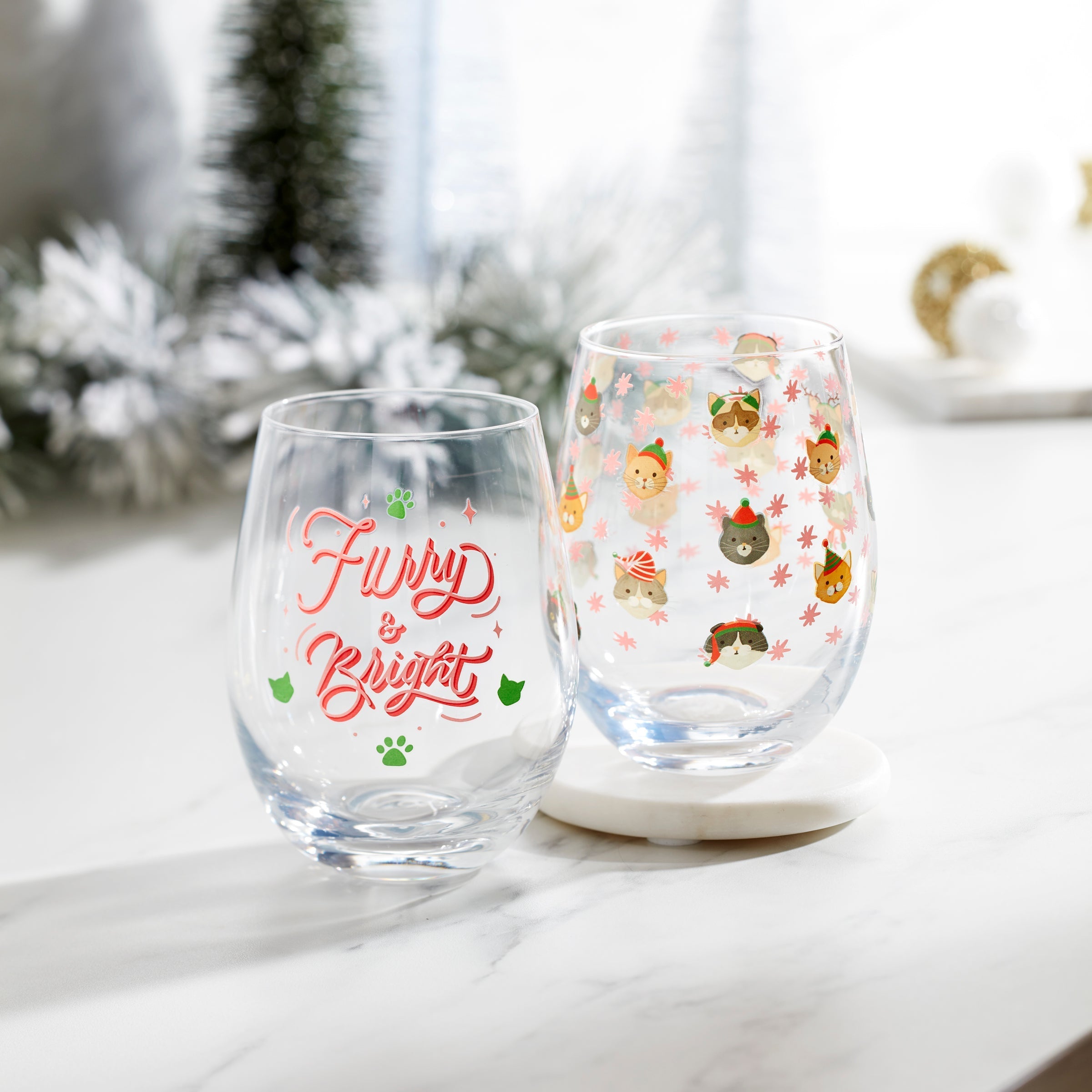 Furry & Bright Wine Glasses - Set Of 2