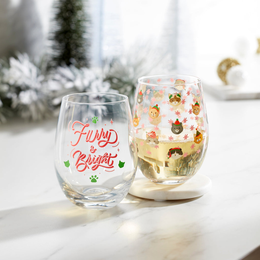 Furry & Bright Wine Glasses - Set Of 2