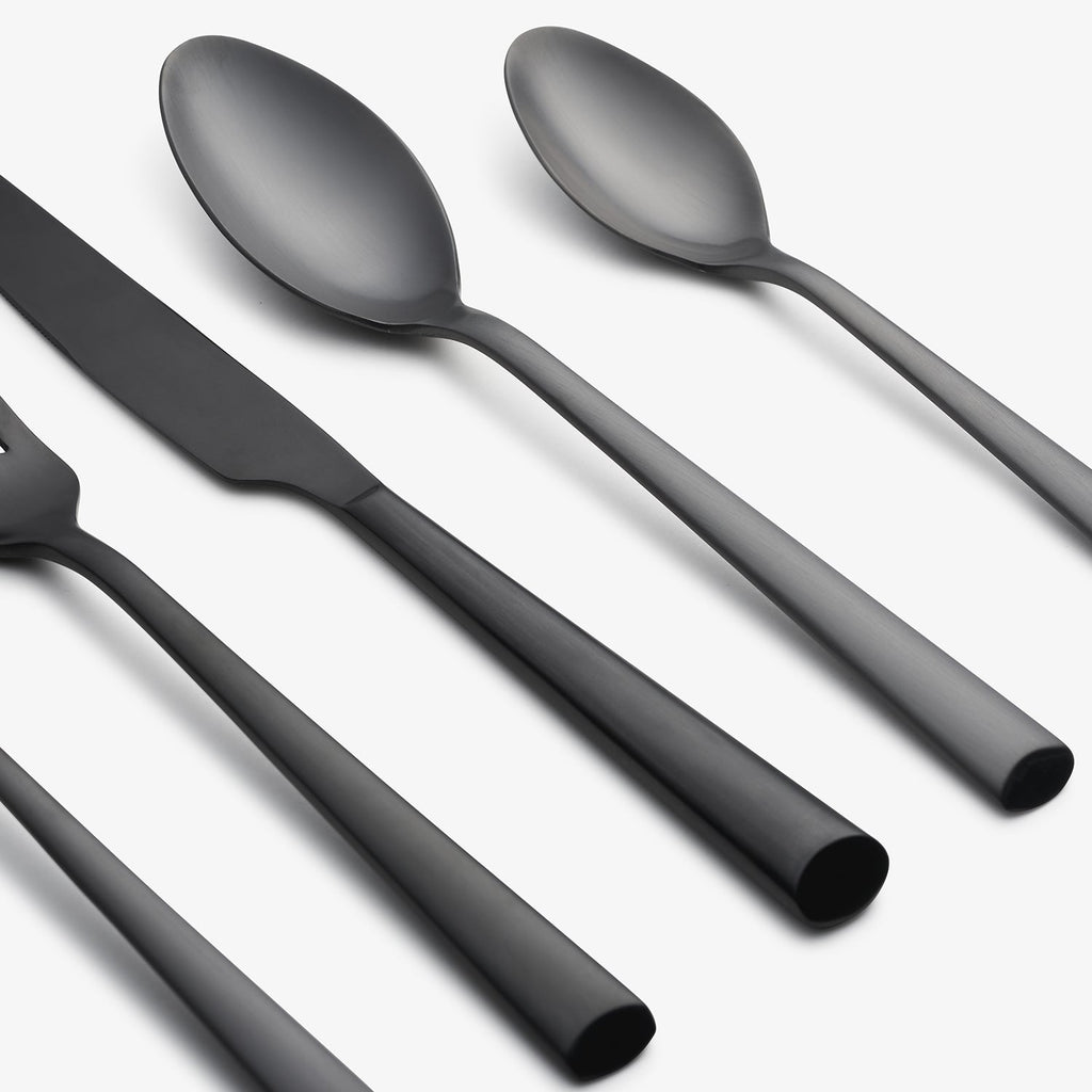 Gilda Black Satin 20 Piece Flatware Set