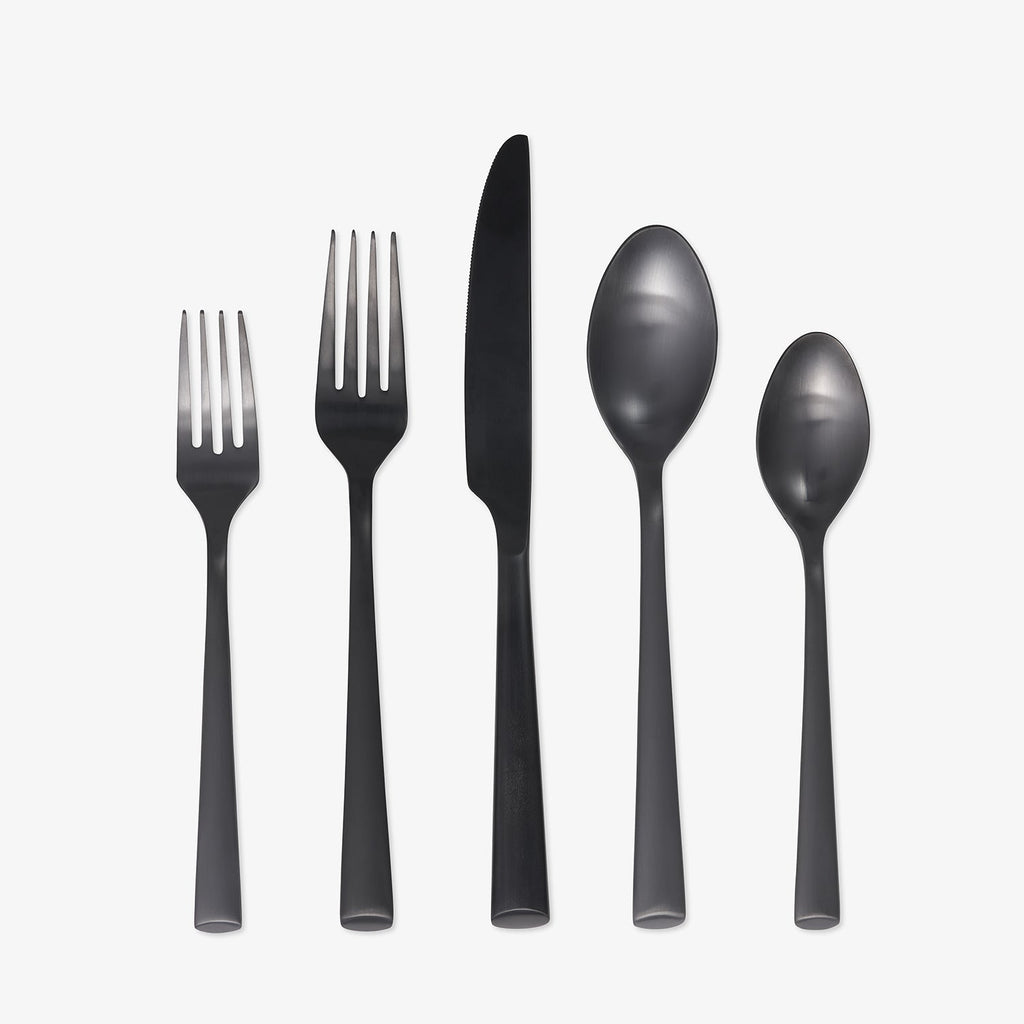 Gilda Black Satin 20 Piece Flatware Set
