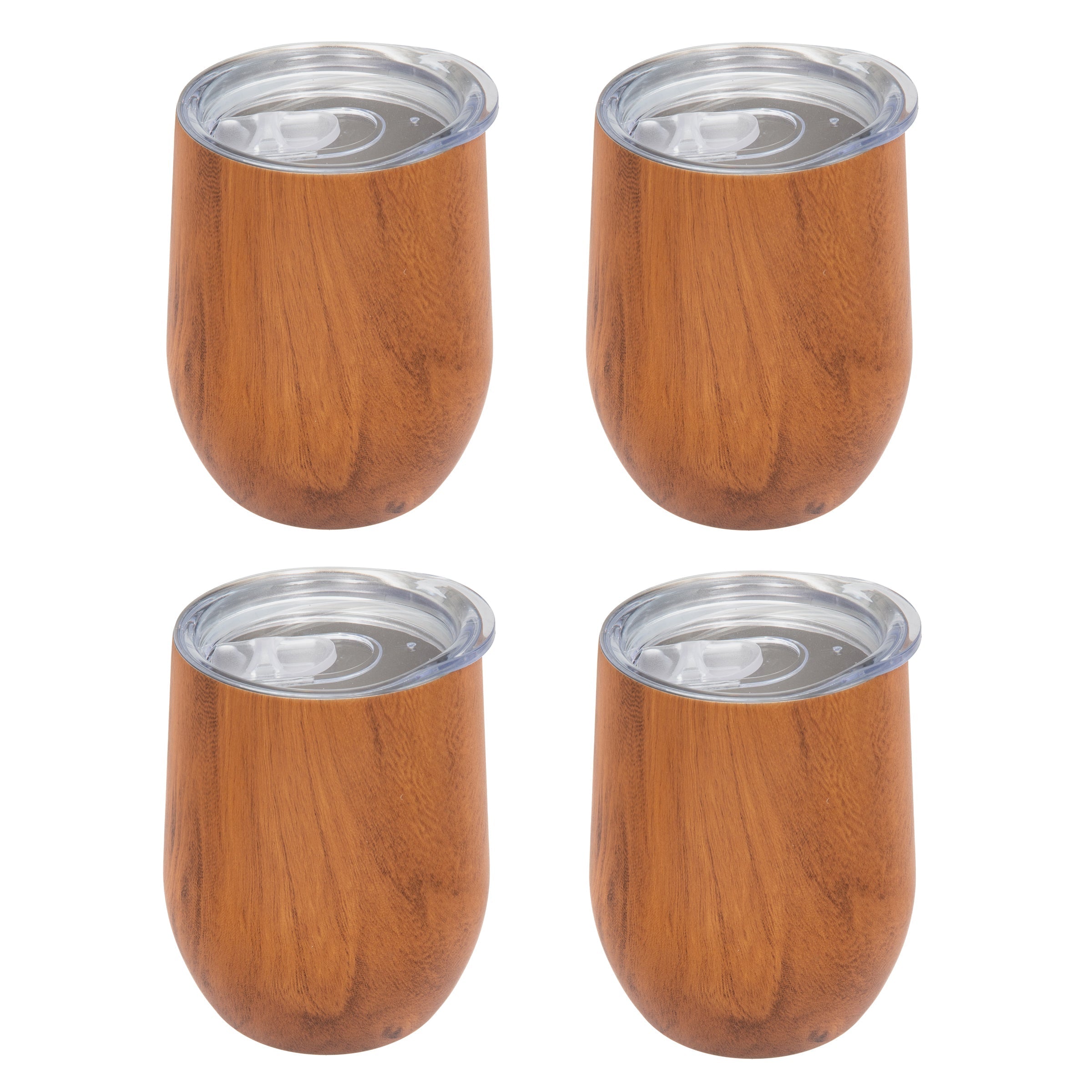 Insulated Woodgrain Wine Tumblers - Set Of 4