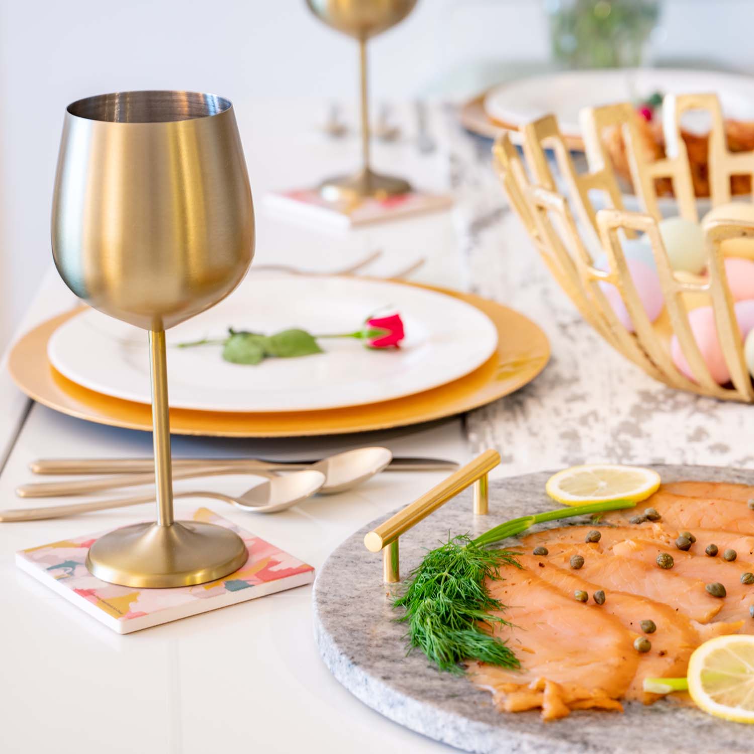 Gold Stainless Wine Glasses - Set Of 4