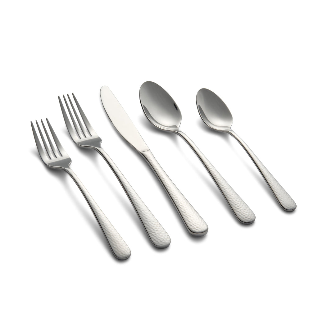 Keene Mirror Hammered 20 Piece Flatware Set
