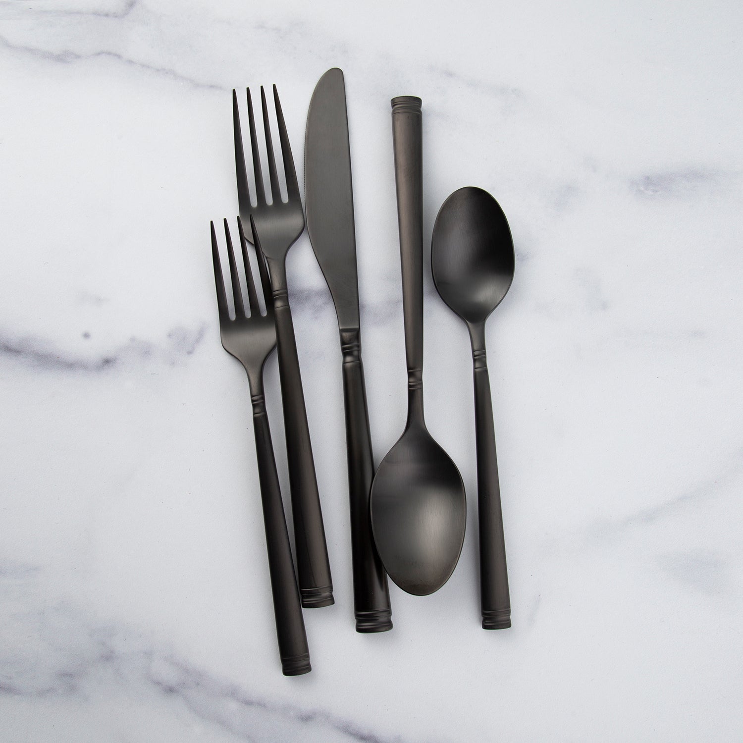Emmy Black Satin 20 Piece Flatware Set