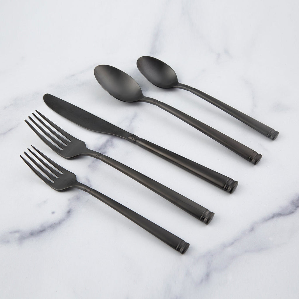 Emmy Black Satin 20 Piece Flatware Set