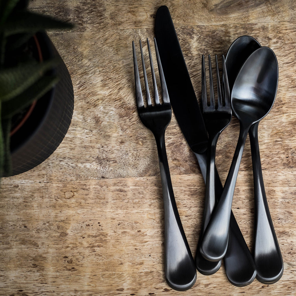 Eloquence Black Satin 20 Piece Flatware Set