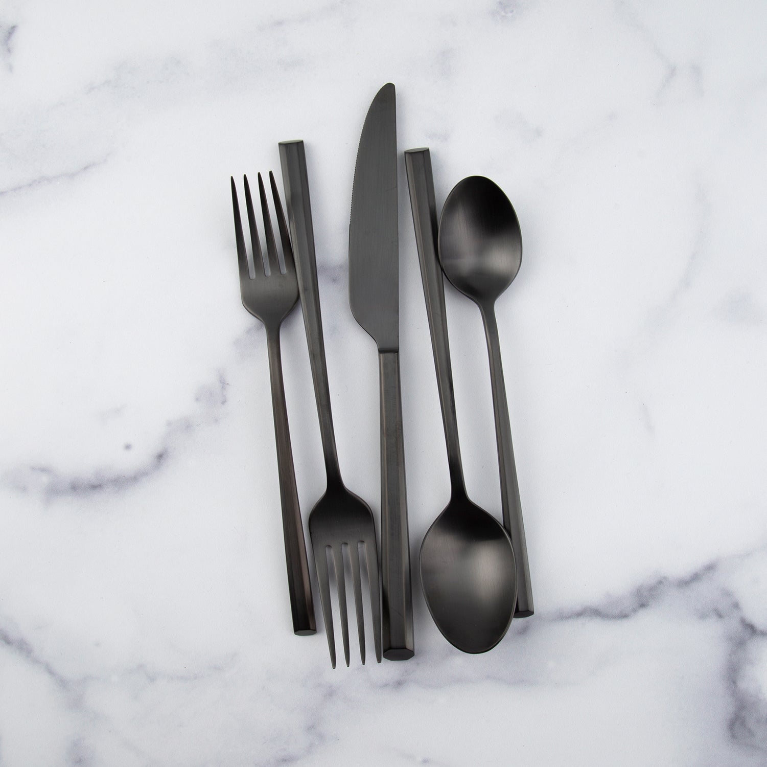 Isobel Black Satin 20 Piece Flatware Set