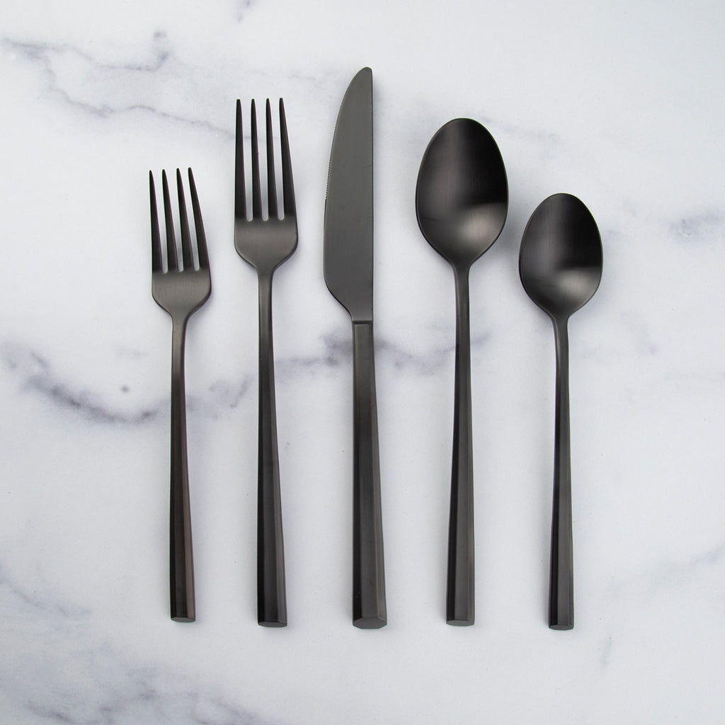 Isobel Black Satin 20 Piece Flatware Set