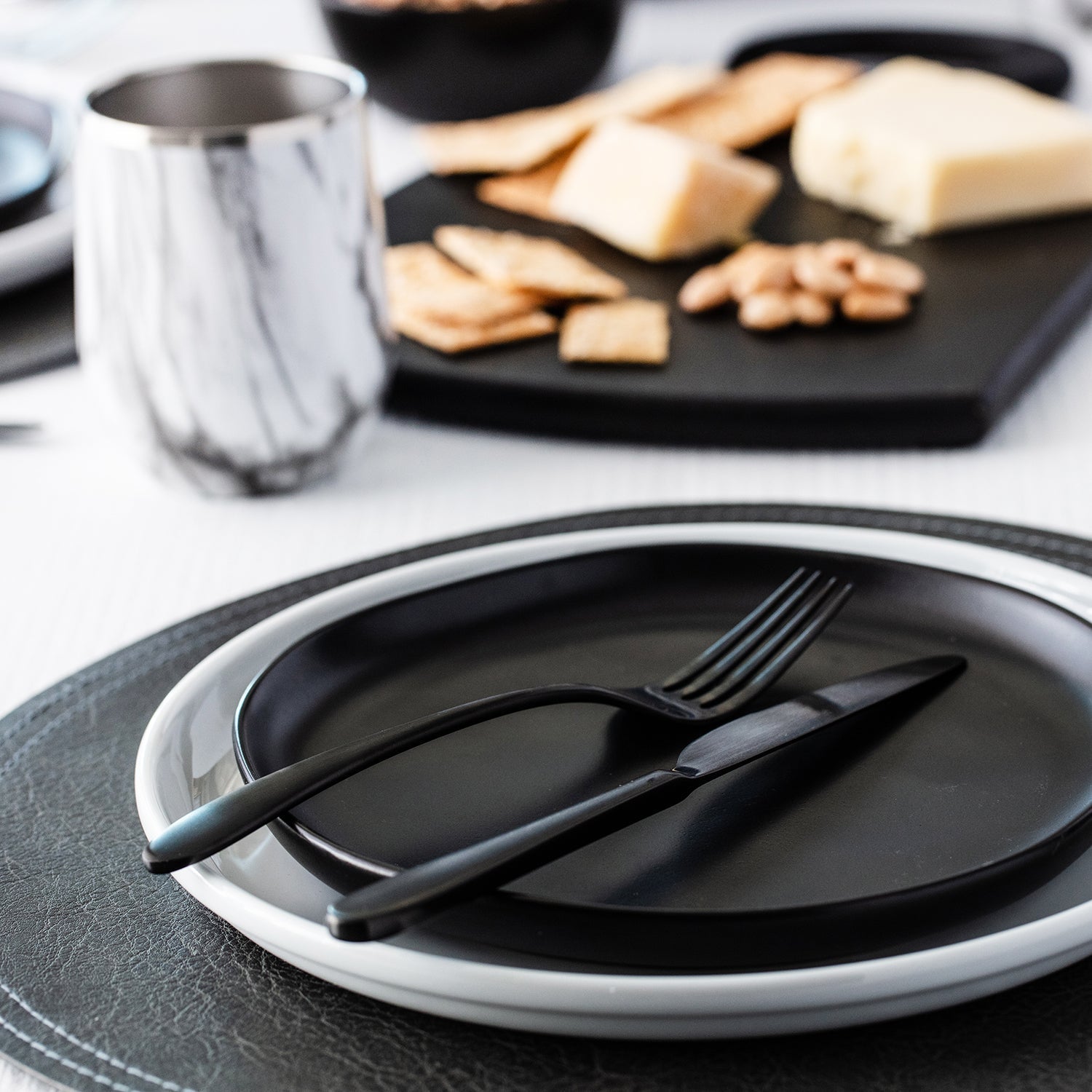Poet Black Satin 20 Piece Flatware Set
